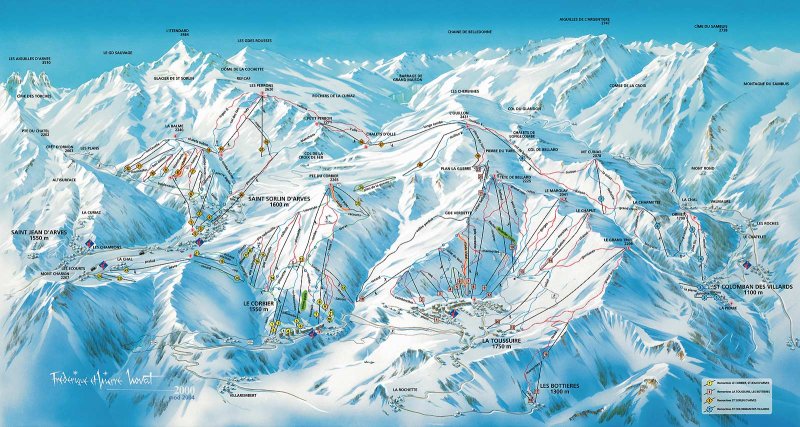 Plan des pistes de la Toussuire